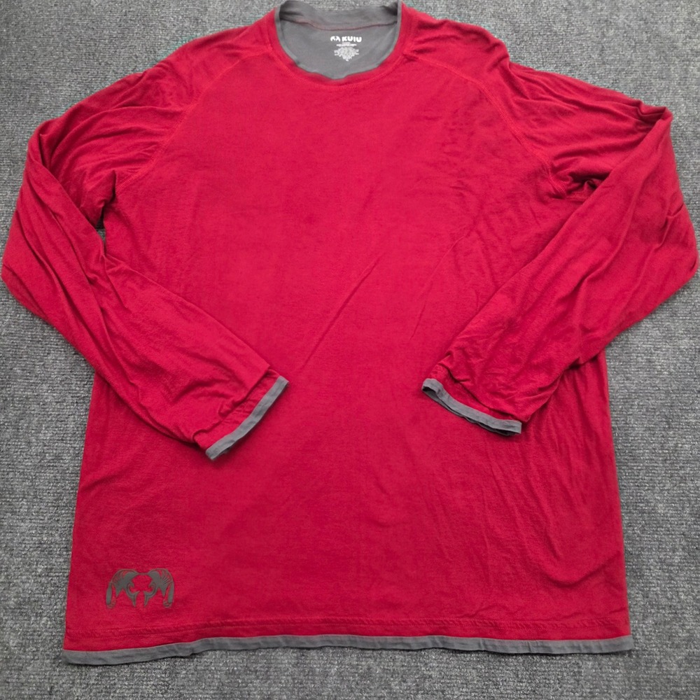 Kuiu Mens XL Pima Cotton Long Sleeve T-Shirt Red Crew Neck Raglan Hunting Hiking